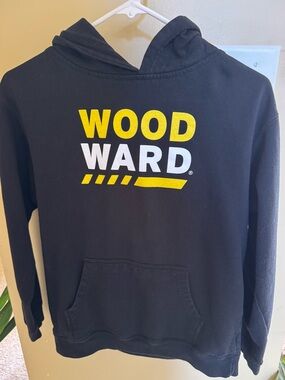 WOODWARD Camp Black Graphic Hoodie - Yellow & White Logo YXL